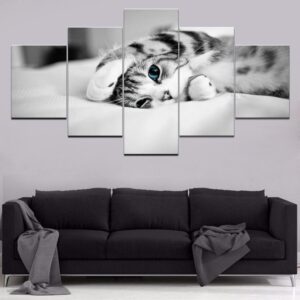 Cute cat 2 - Animal 5 Panel Canvas Art Wall Decor