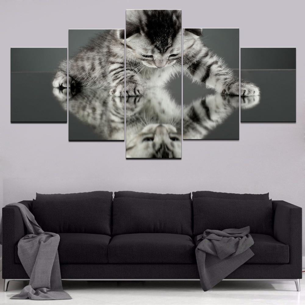Cute cat 3 - Animal 5 Panel Canvas Art Wall Decor Cute cat 3 - Animal 5 Panel Canvas Art Wall Decor