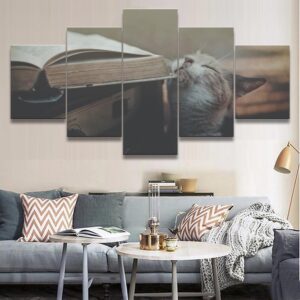 Cute cat 4 - Animal 5 Panel Canvas Art Wall Decor