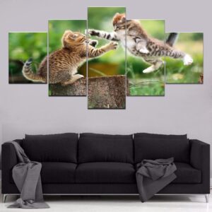 Cute cat 5 - Animal 5 Panel Canvas Art Wall Decor
