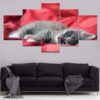 Cute cat 6 - Animal 5 Panel Canvas Art Wall Decor