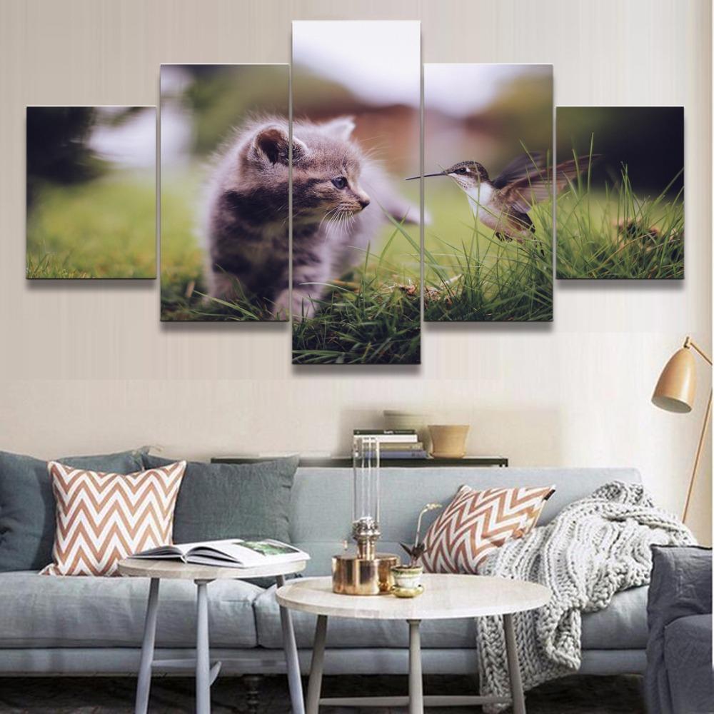 Cute cat 7 - Animal 5 Panel Canvas Art Wall Decor Cute cat 7 - Animal 5 Panel Canvas Art Wall Decor