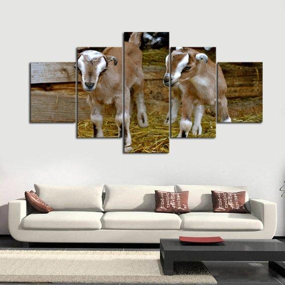 Cutie Goats 01 - Animal 5 Panel Canvas Art Wall Decor Cutie Goats 01 - Animal 5 Panel Canvas Art Wall Decor