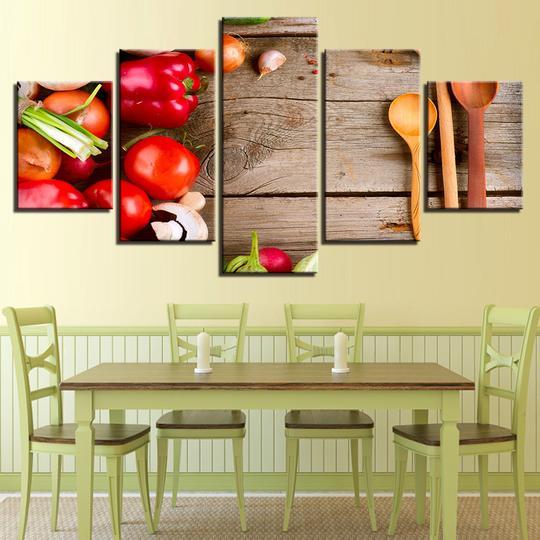 Cutting Block Vegetables - Nature 5 Panel Canvas Art Wall Decor Cutting Block Vegetables - Nature 5 Panel Canvas Art Wall Decor
