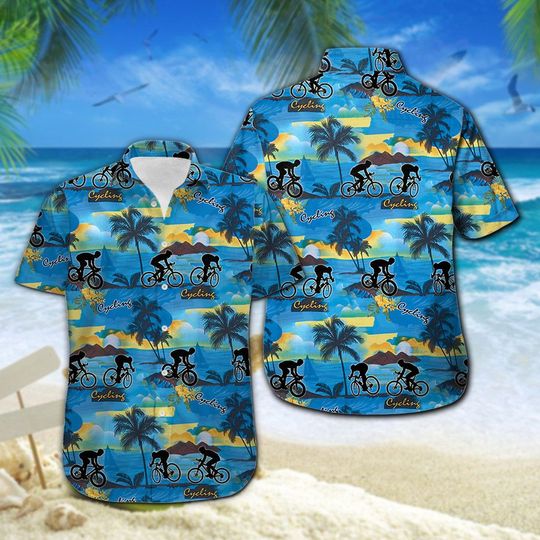 Cycling Hawaiian Shirt Summer Button Up Cycling Hawaiian Shirt Summer Button Up