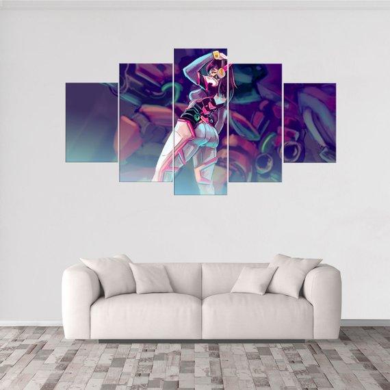 D.Va Overwatch 1 - Gaming 5 Panel Canvas Art Wall Decor D.Va Overwatch 1 - Gaming 5 Panel Canvas Art Wall Decor