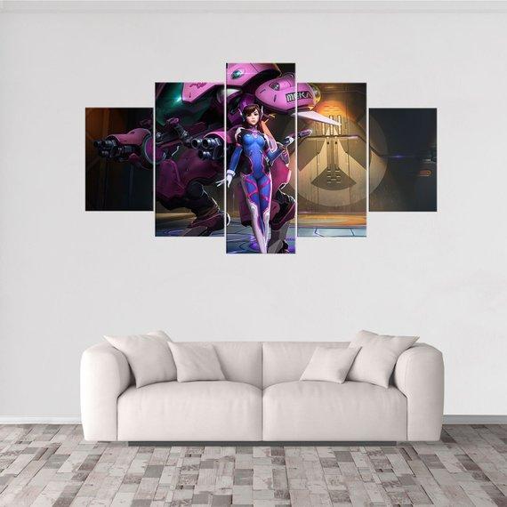 D.Va Overwatch 3 - Gaming 5 Panel Canvas Art Wall Decor D.Va Overwatch 3 - Gaming 5 Panel Canvas Art Wall Decor