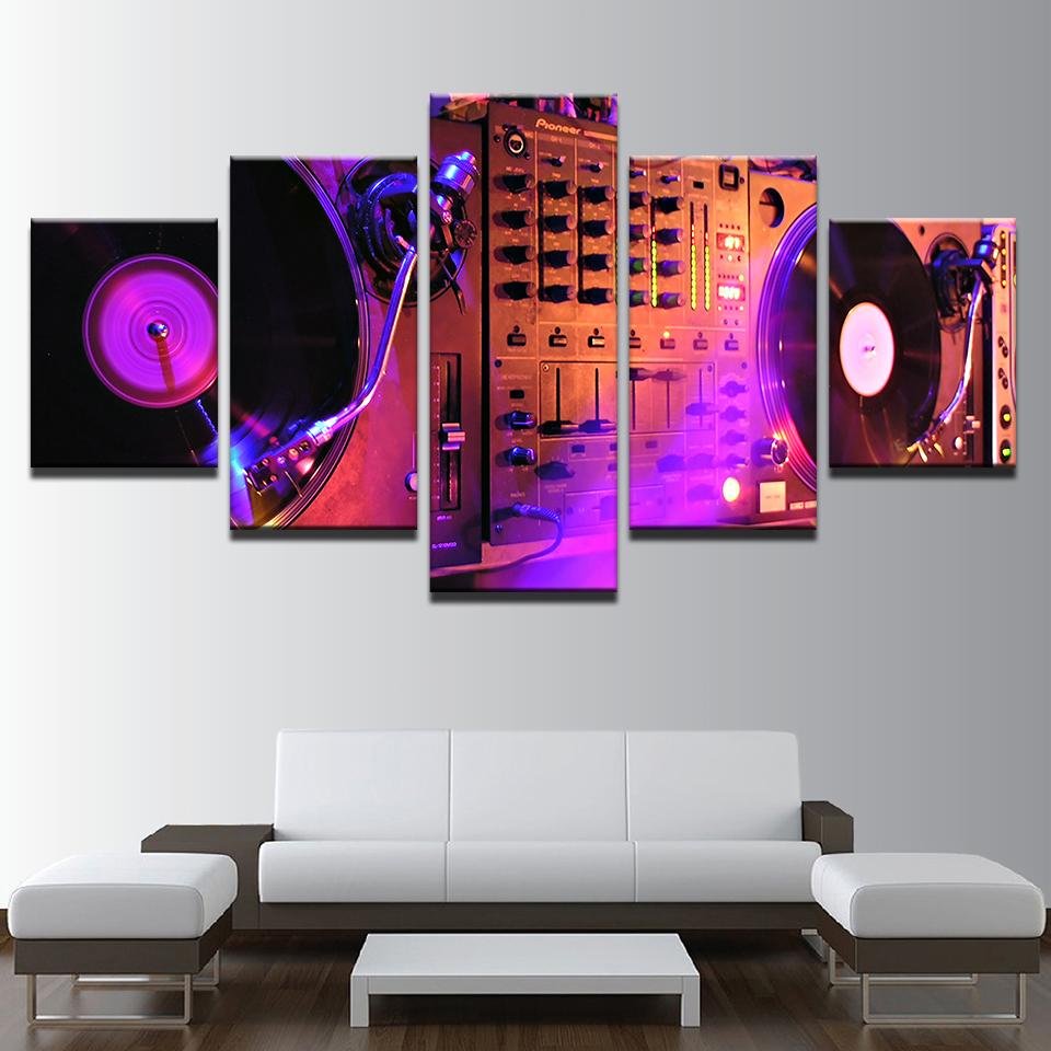 DJ Night Club Of Mural Bar Production - Music 5 Panel Canvas Art Wall Decor DJ Night Club Of Mural Bar Production - Music 5 Panel Canvas Art Wall Decor