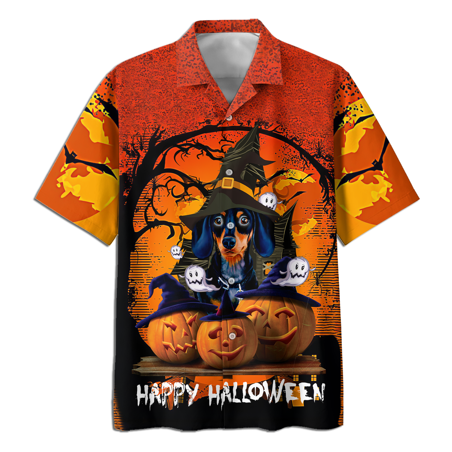 Dachshund And Pumpkin Happy Halloween Hawaiian Shirt Dachshund And Pumpkin Happy Halloween Hawaiian Shirt