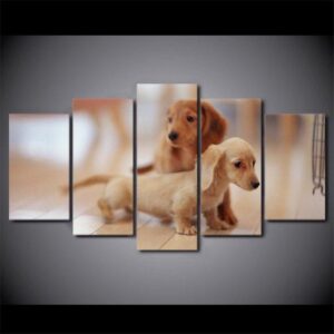 Dachshund Dog Puppy Dog - Animal 5 Panel Canvas Art Wall Decor