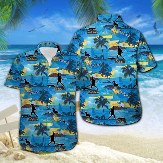 Dachshund Hawaiian Shirt Summer Button Up Dachshund Hawaiian Shirt Summer Button Up