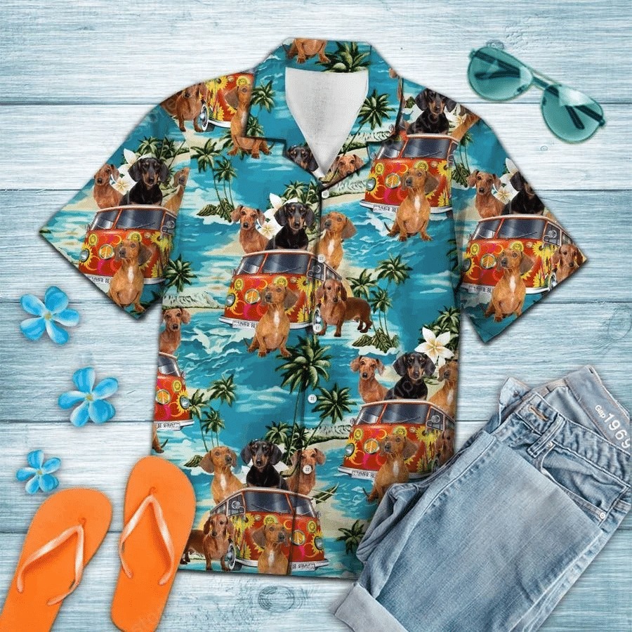 Dachshund Hippie Summer Hawaiian Shirt Dachshund Hippie Summer Hawaiian Shirt