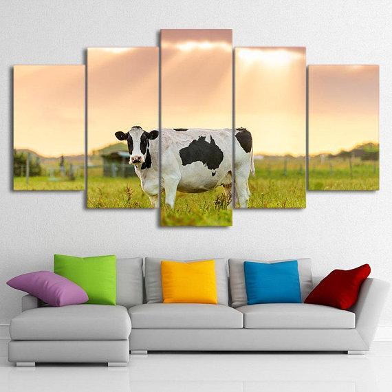 Dairy Cow - Animal 5 Panel Canvas Art Wall Decor Dairy Cow - Animal 5 Panel Canvas Art Wall Decor