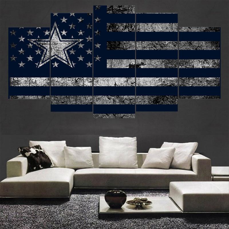 Dallas Cowboys Flag Logo 2 Football - 5 Panel Canvas Art Wall Decor Dallas Cowboys Flag Logo 2 Football - 5 Panel Canvas Art Wall Decor