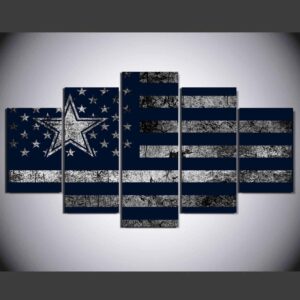 Dallas Cowboys Usa Flag - Abstract 5 Panel Canvas Art Wall Decor