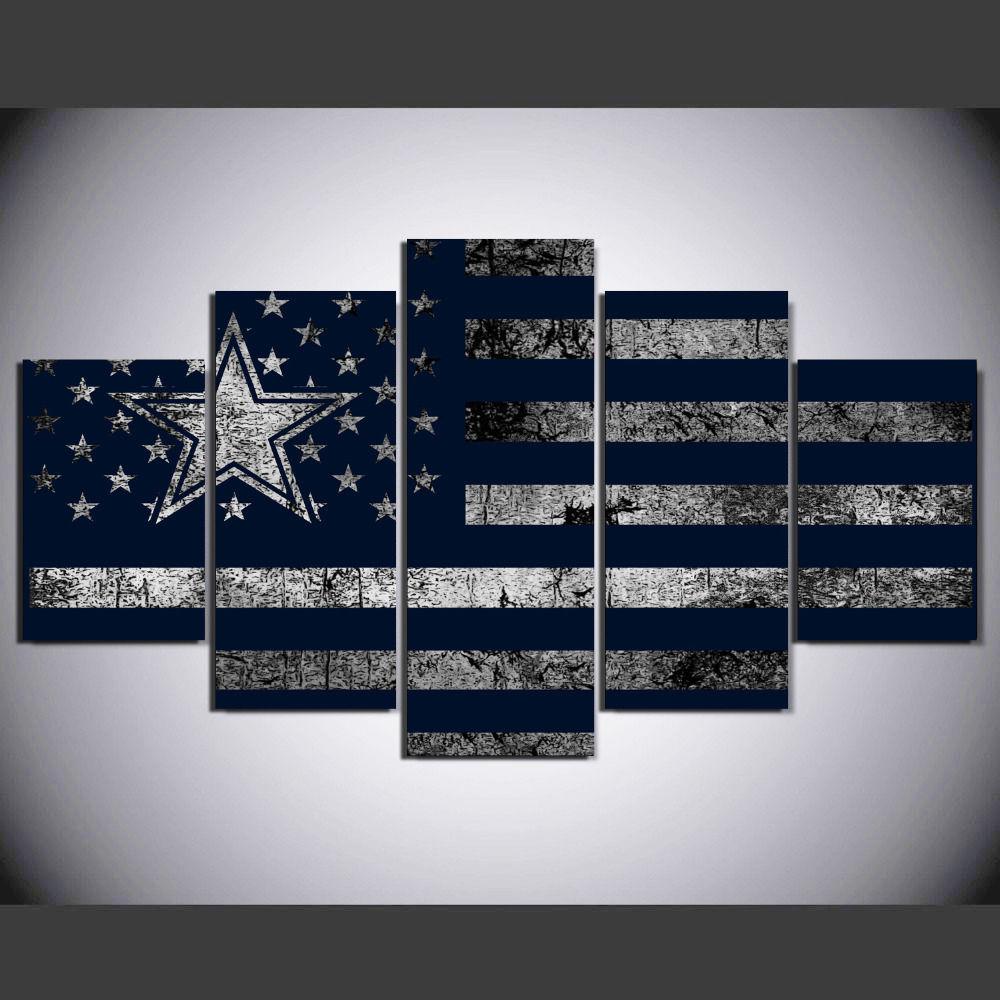 Dallas Cowboys Usa Flag - Abstract 5 Panel Canvas Art Wall Decor Dallas Cowboys Usa Flag - Abstract 5 Panel Canvas Art Wall Decor