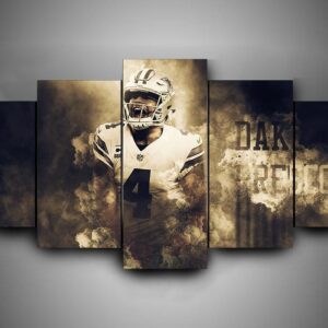 Dallas Cowboys - Dak Prescott - Sport 5 Panel Canvas Art Wall Decor