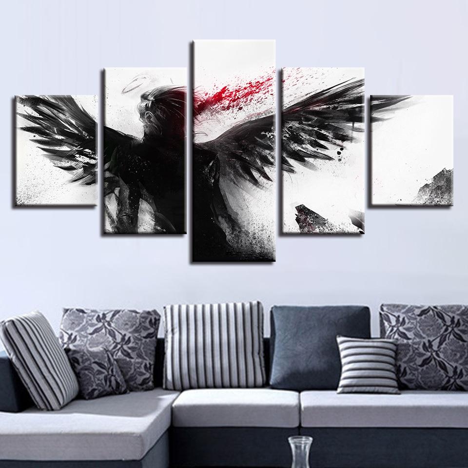 Dark Angel 2 - Animal 5 Panel Canvas Art Wall Decor Dark Angel 2 - Animal 5 Panel Canvas Art Wall Decor