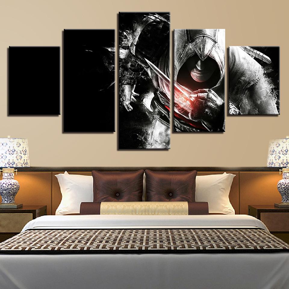 Dark Assassins Creed - Gaming 5 Panel Canvas Art Wall Decor Dark Assassins Creed - Gaming 5 Panel Canvas Art Wall Decor