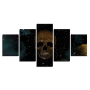 Dark Skull Starry Sky Wall - Abstract 5 Panel Canvas Art Wall Decor