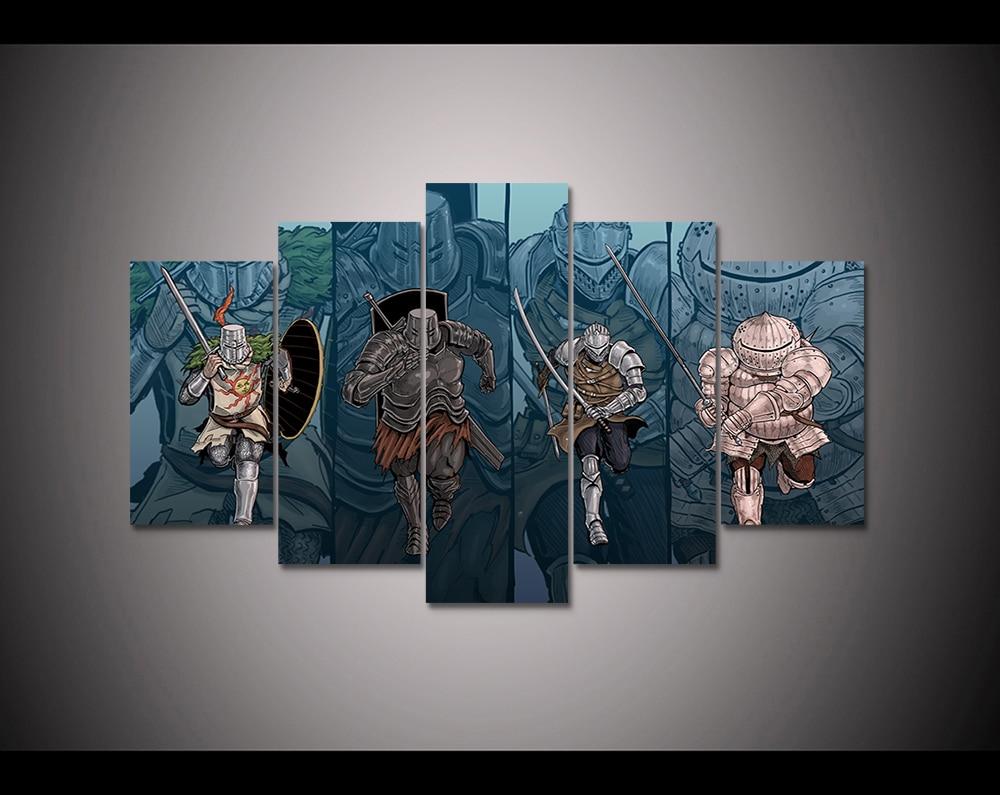 Dark Souls Characters Gaming - 5 Panel Canvas Art Wall Decor Dark Souls Characters Gaming - 5 Panel Canvas Art Wall Decor