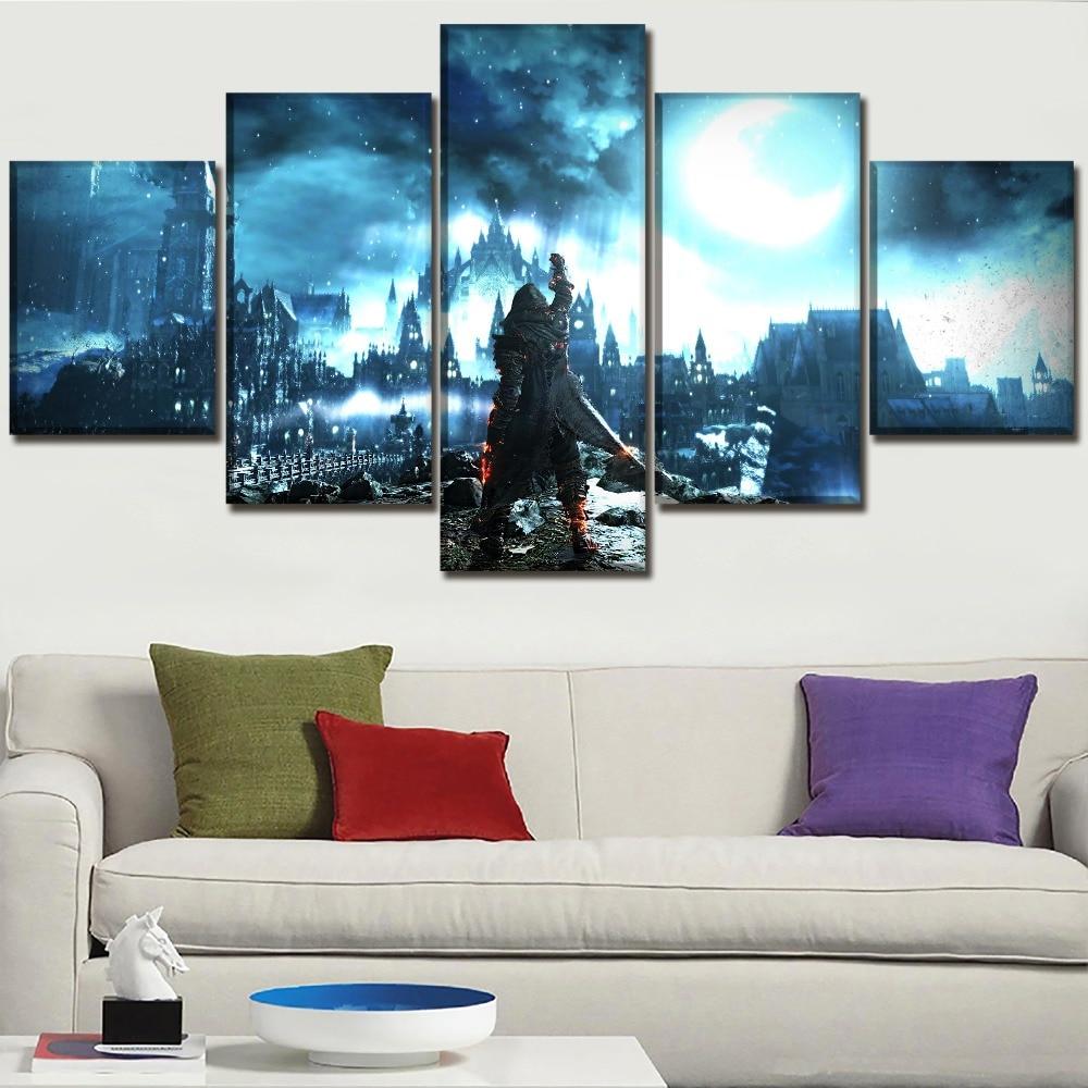 Dark Souls III In Night Landscape Gaming - 5 Panel Canvas Art Wall Decor Dark Souls III In Night Landscape Gaming - 5 Panel Canvas Art Wall Decor