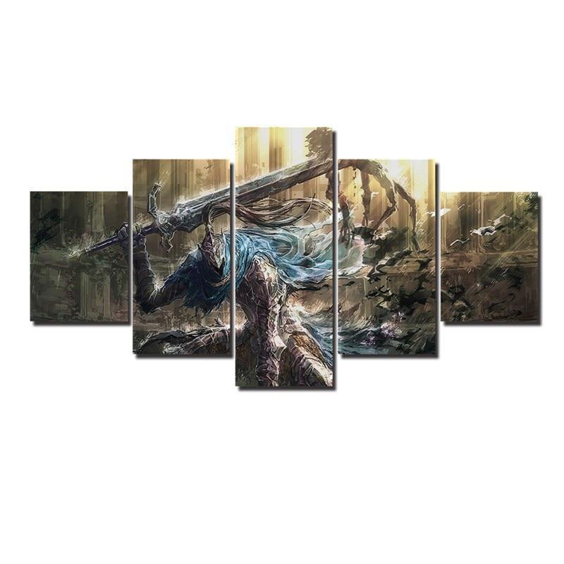 Dark Souls Knight Artorias Gaming - 5 Panel Canvas Art Wall Decor Dark Souls Knight Artorias Gaming - 5 Panel Canvas Art Wall Decor