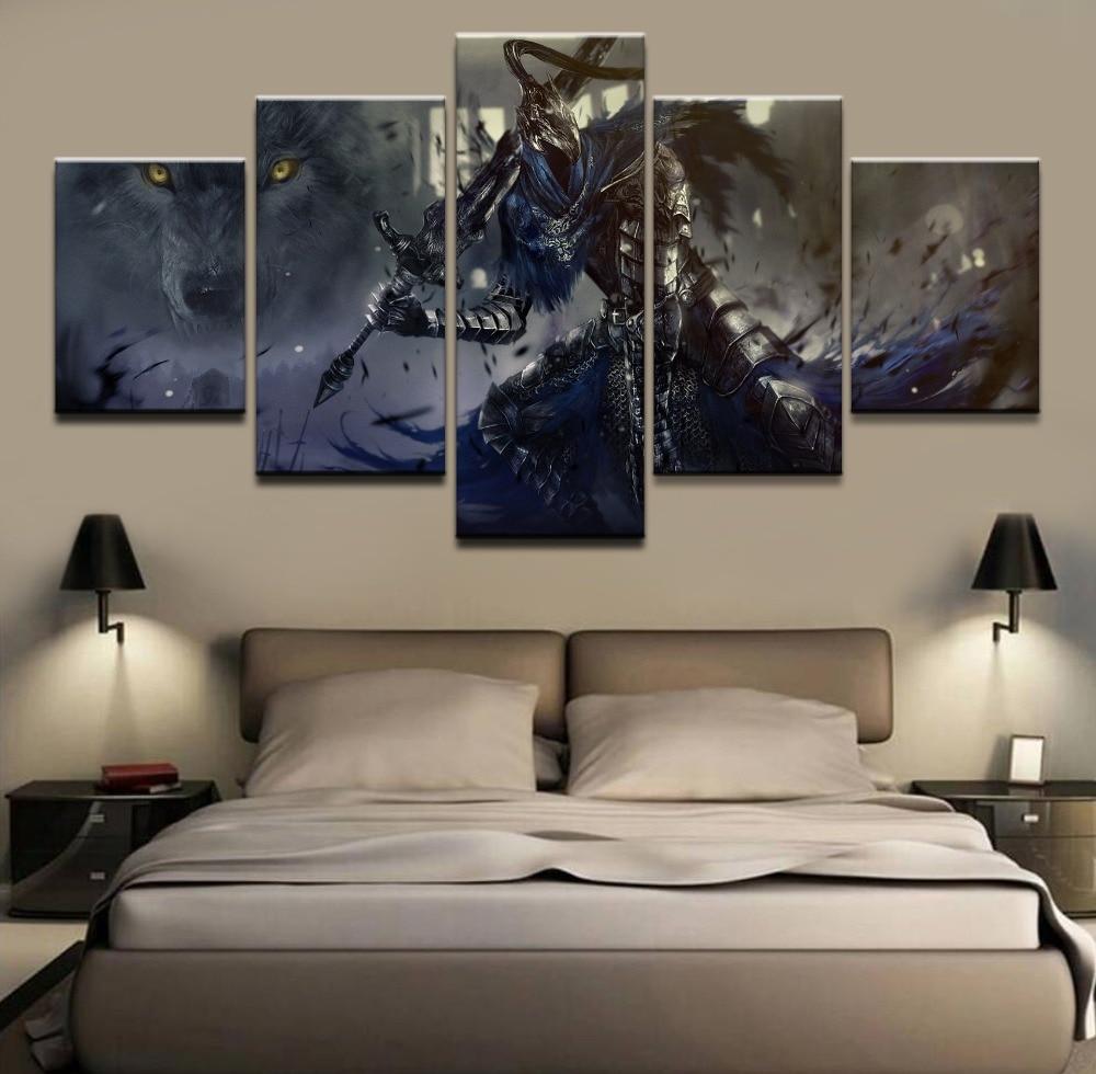 Dark Souls Warrior Gaming - 5 Panel Canvas Art Wall Decor Dark Souls Warrior Gaming - 5 Panel Canvas Art Wall Decor