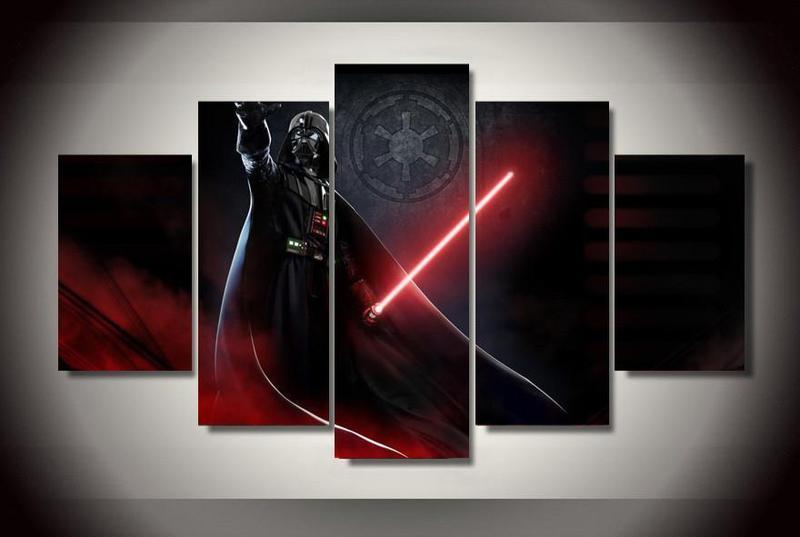 Darth Vader Painting - Movie 5 Panel Canvas Art Wall Decor Darth Vader Painting - Movie 5 Panel Canvas Art Wall Decor