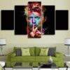 David Bowie Singer Songwriter Amazing Colorful - Abstract 5 Panel Canvas Art Wall Decor