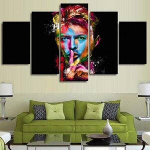 David Bowie Singer Songwriter Amazing Colorful - Abstract 5 Panel Canvas Art Wall Decor