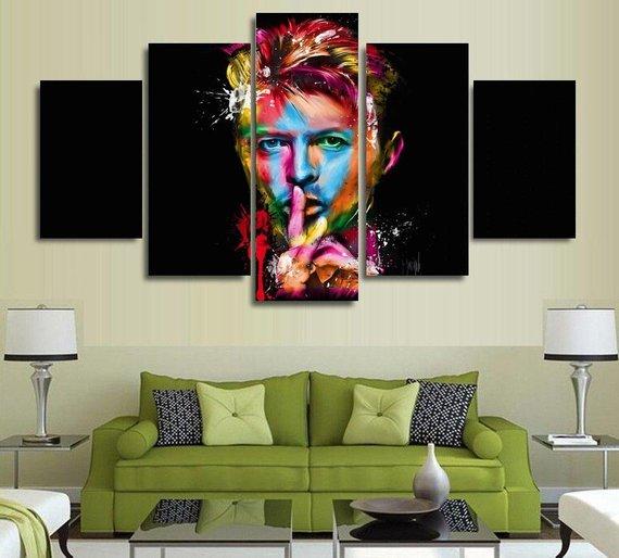 David Bowie Singer Songwriter Amazing Colorful - Abstract 5 Panel Canvas Art Wall Decor David Bowie Singer Songwriter Amazing Colorful - Abstract 5 Panel Canvas Art Wall Decor