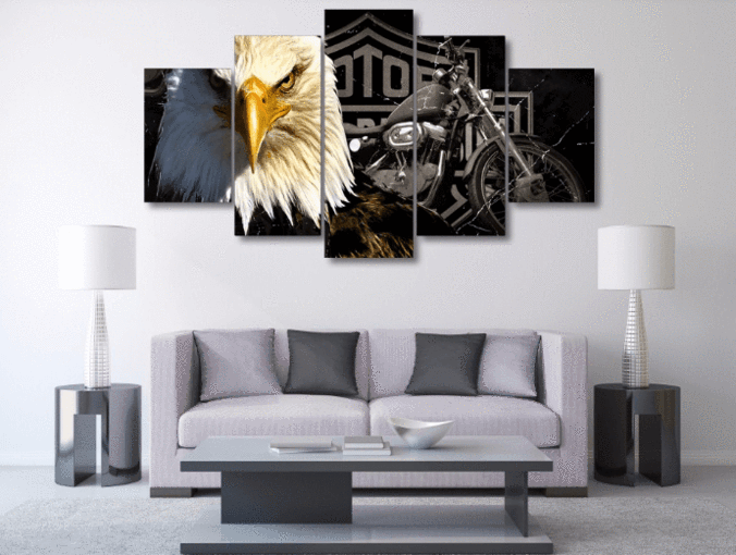 Davidson Eagle 2 - Animal 5 Panel Canvas Art Wall Decor Davidson Eagle 2 - Animal 5 Panel Canvas Art Wall Decor