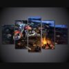Davidson Springer Flsts Motorcycle Camping Bonfire Night - Automatic 5 Panel Canvas Art Wall Decor