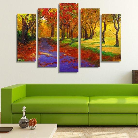 Day In The Park - Nature 5 Panel Canvas Art Wall Decor Day In The Park - Nature 5 Panel Canvas Art Wall Decor