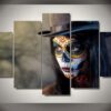 Day Of The Dead Face Makeup Hat - Festival 5 Panel Canvas Art Wall Decor