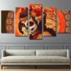 Day Of The Dead Inspired Face Sugar Skull - Abstract 5 Panel Canvas Art Wall Decor