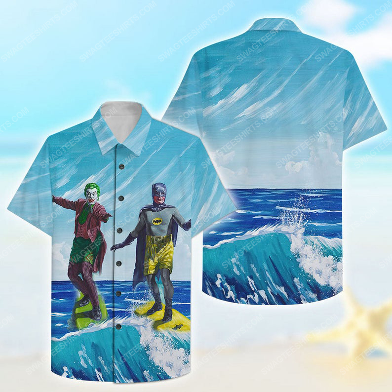 Dc Comics Batman And Joker Surfing Summer Vacation Hawaiian Shirt Dc Comics Batman And Joker Surfing Summer Vacation Hawaiian Shirt