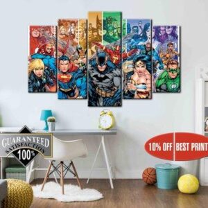 Dc Comics Superheroes - Dc 5 Panel Canvas Art Wall Decor
