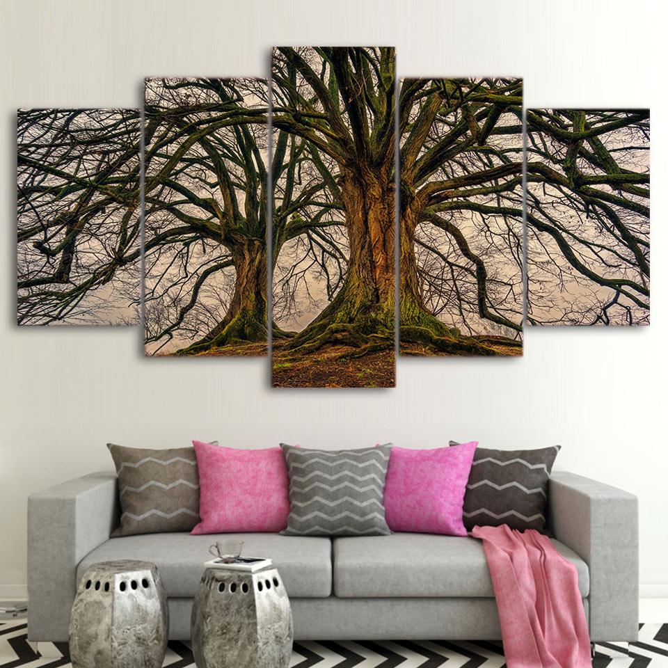 Dead Tree - Nature 5 Panel Canvas Art Wall Decor Dead Tree - Nature 5 Panel Canvas Art Wall Decor