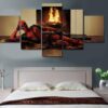 Deadpool Fireplace Limited Edition - Movie 5 Panel Canvas Art Wall Decor