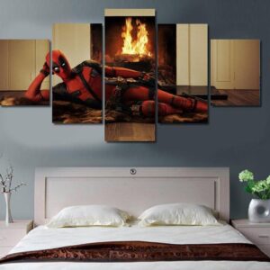 Deadpool Fireplace Limited Edition - Movie 5 Panel Canvas Art Wall Decor