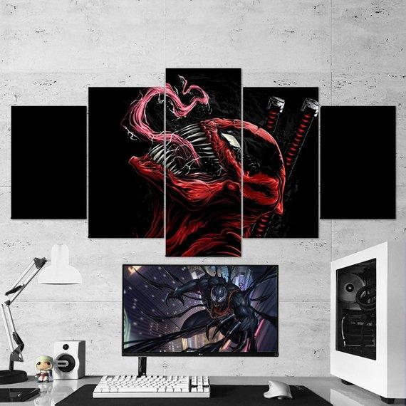 Deadpool Venom - DC 5 Panel Canvas Art Wall Decor Deadpool Venom - DC 5 Panel Canvas Art Wall Decor