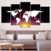 Decorating Idea Colorful Large World Map - Abstract 5 Panel Canvas Art Wall Decor