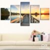Decorative Lake And Sunset - Nature 5 Panel Canvas Art Wall Decor