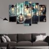 Decorative Lamp - Abstract 5 Panel Canvas Art Wall Decor