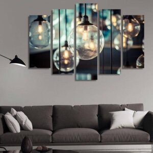 Decorative Lamp - Abstract 5 Panel Canvas Art Wall Decor