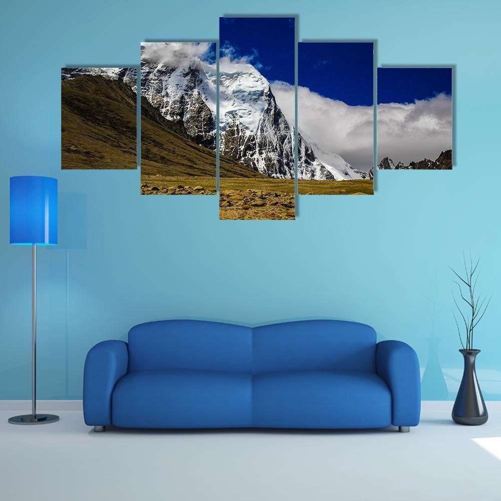 Deep Blue Sky And Ice Capped Peaks Of Himalayan Mountain - Nature 5 Panel Canvas Art Wall Decor Deep Blue Sky And Ice Capped Peaks Of Himalayan Mountain - Nature 5 Panel Canvas Art Wall Decor