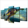 Deep Ocean Turtles - Animal 5 Panel Canvas Art Wall Decor