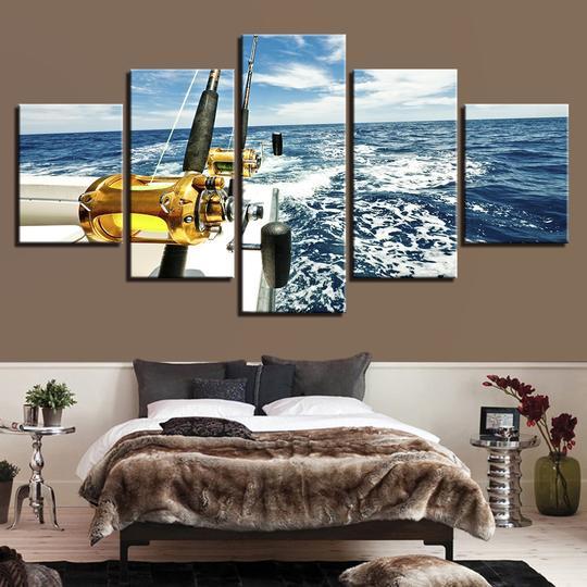 Deep Sea Fishing - Fishing 5 Panel Canvas Art Wall Decor Deep Sea Fishing - Fishing 5 Panel Canvas Art Wall Decor